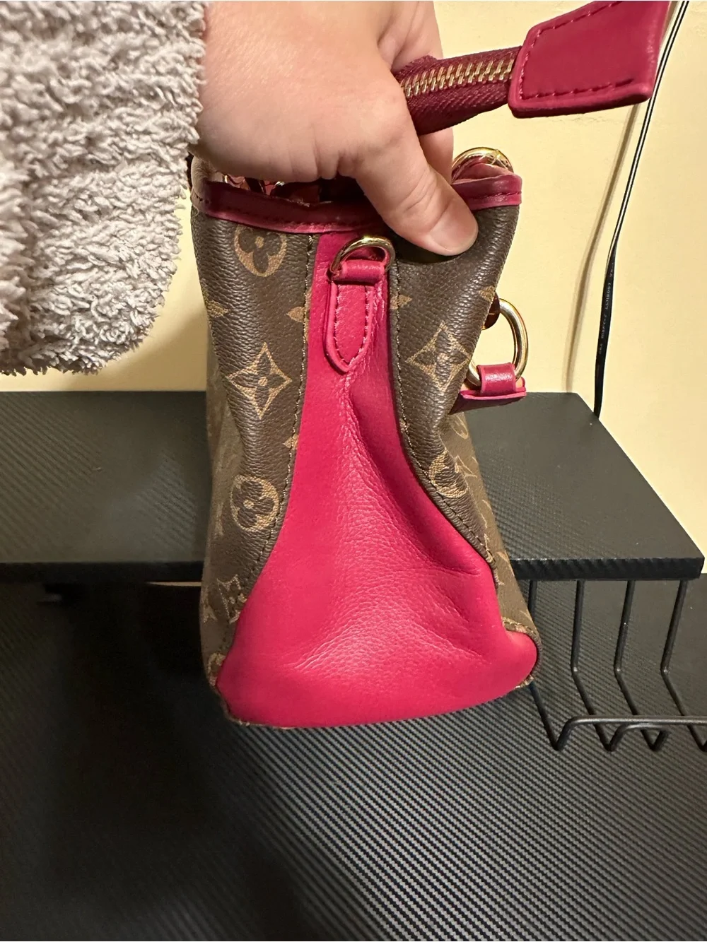 Brown and pink satchel